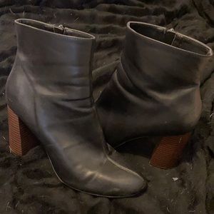Black boots with wood heel